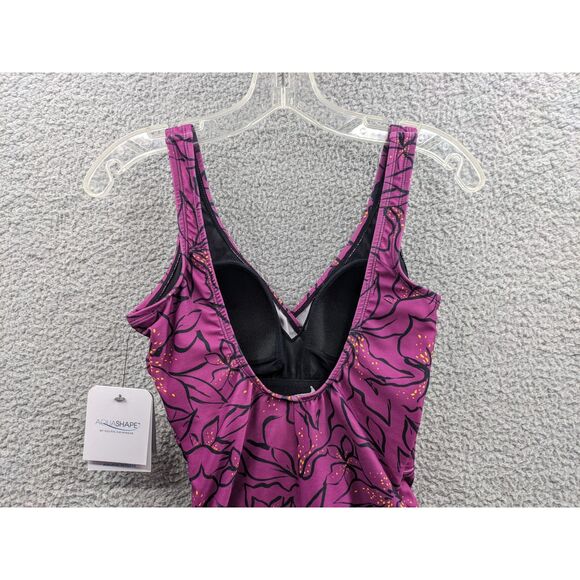 NWT Dolfin Aquashape Womens Moderate Ruched Front One Piece Swimsuit sz 6 - Picture 5 of 12